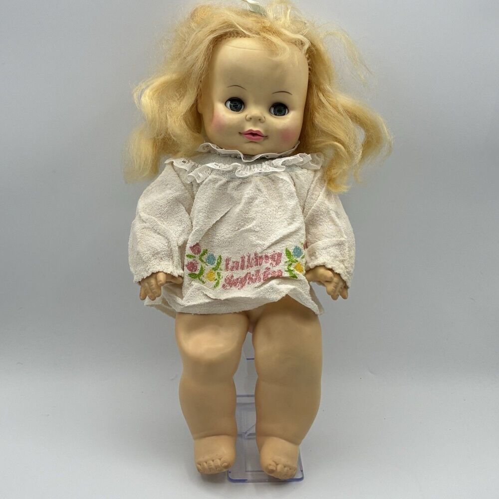 1971 Horsman Vintage Talking Doll 15” Blonde Hair Pull String Model 11-81 Creepy